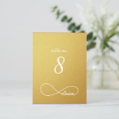 Gold Liebe Unfinity Wedding Tischnummer Cards (Stehend Vorderseite)