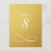 Gold Liebe Unfinity Wedding Tischnummer Cards (Vorderseite)