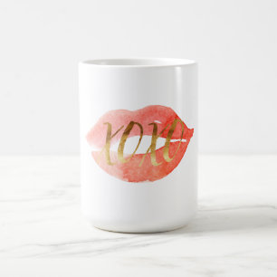 Gold Liebe XOXO Wasserfarbene Lippen Kaffeetasse