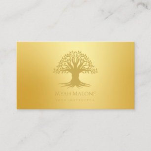 Gold Life Tree Yoga Instructor Business Card Visitenkarte