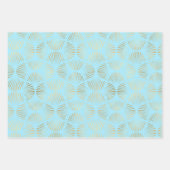 Gold & Light Blue Art Deco Muster Geschenkpapier Set (Vorderseite 2)