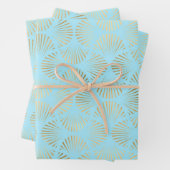 Gold & Light Blue Art Deco Muster Geschenkpapier Set (Beispiel)