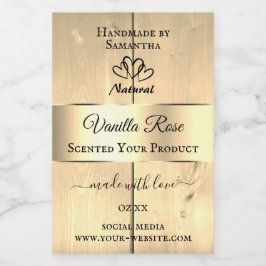 Gold Light Brown Wood Grain Product Labels Herz Lebensmitteletikett