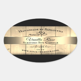 Gold Light Brown Wood Grain Product Labels Herz Ovaler Aufkleber