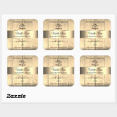 Gold Light Brown Wood Grain Product Labels Herz Quadratischer Aufkleber (Blatt)