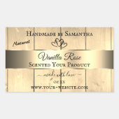 Gold Light Brown Wood Grain Product Labels Herz Rechteckiger Aufkleber (Vorderseite)