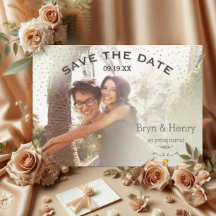 Gold Light Effekte Typografie Foto Save the Date Einladung