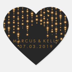 Gold Light Stories   Hochzeit Herz-Aufkleber