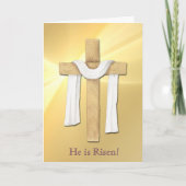 Gold Light Wood Cross Oaster Card (Vorderseite)