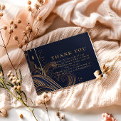 Gold Lighthouse Night Wedding Dankeskarte