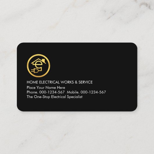 Gold Lightning Powers Letter-e Electric Visitenkarte (Rückseite)