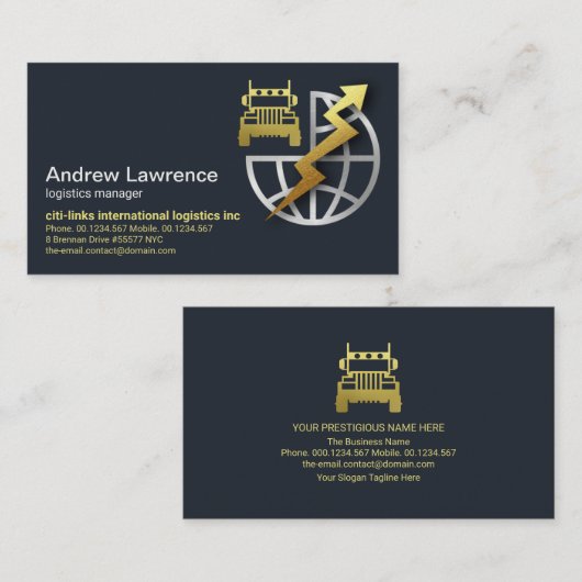Gold Lightning Silver Globe Logistics CEO Visitenkarte (Vorne/Hinten)