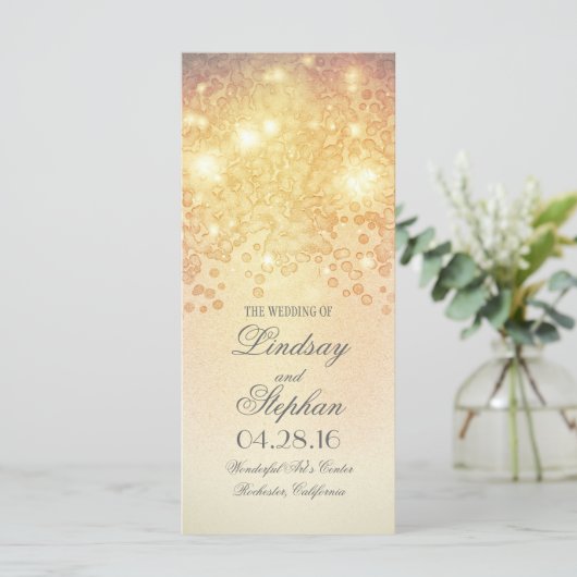 Gold Lights Glamour Vintage Hochzeitsprogramme Programm (Stehend Vorderseite)