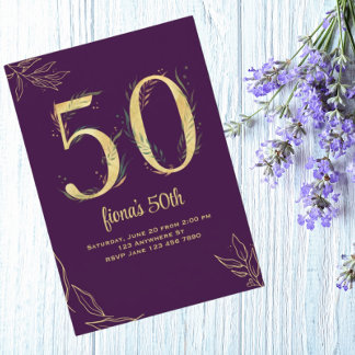 Gold Lila 50 und prächtige Einladungen zum Geburts