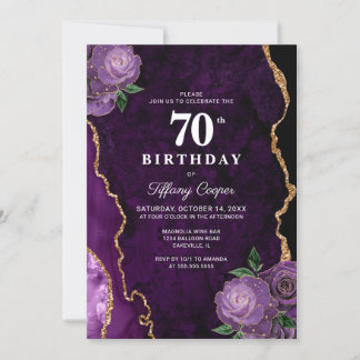 Gold Lila Agate 70. Geburtstag Einladung