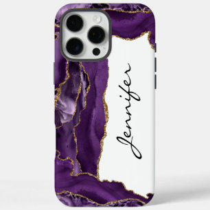 Gold Lila Agate Geode iPhone 16 Pro Max Hülle