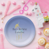 Gold Lila Aqua Glitzer Unicorn Pappteller (Party)