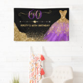 Gold & Lila Aquarellkleidung Geburtstag Banner (Insitu)