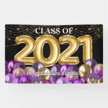 Gold Lila Balloons Abschluss Class 2021
