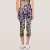 Gold Lila Black Zebra Print Aquarell Ombre Capri Leggings (Rückseite)
