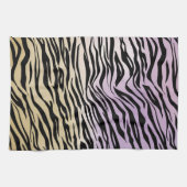 Gold Lila Black Zebra Print Aquarell Ombre Geschirrtuch (Horizontal)