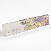 Gold Lila Blue Butterfly Pattern Namensplakette