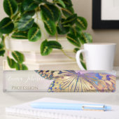 Gold Lila Blue Butterfly Pattern Namensplakette