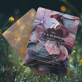 Gold Lila Blue Hydrangea Überraschung 70. Geburtst Einladung