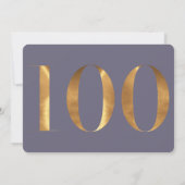 Gold Lila Blue Hydrangeas 100. Geburtstag Foto Einladung (Rückseite)