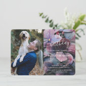 Gold Lila Blue Hydrangeas 40. Geburtstag Foto Einladung (Stehend Vorderseite)