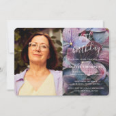 Gold Lila Blue Hydrangeas 60. Geburtstag Foto Einladung (Vorderseite)