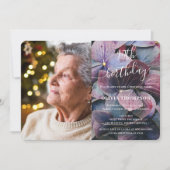 Gold Lila Blue Hydrangeas 90. Geburtstag Foto Einladung (Vorderseite)