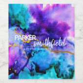 Gold Lila Blue Water Weinetikett (Einzelnes Label)