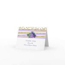 Gold, Lila Blumenhochzeit Vielen Dank