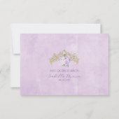 Gold Lila Blumenquinceñera Geburtstag RSVP-Karte Einladung (Rückseite)