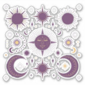 Gold & Lila Boho Celestial Sun & Moon Scrapbook Aufkleber (Vorderseite)