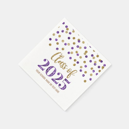 Gold Lila Confetti Class of 2025 Napkins Serviette (Ecke)