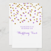 Gold Lila Confetti Vow Renewal Einladung (Vorne/Hinten)