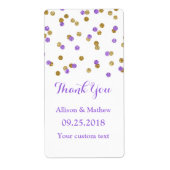 Gold Lila Confetti Wedding Labels (Vorne)