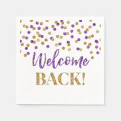 Gold Lila Confetti Willkommen zurück Napkins Serviette (Vorderseite)