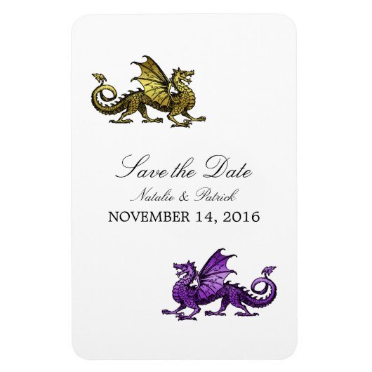 Gold Lila Drache Speichern Sie das Date Magnet (Vertikal)