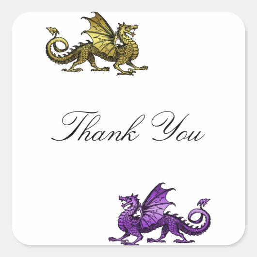 Gold Lila Dragon Danke Stickers (Vorderseite)