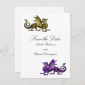 Gold Lila Dragon Save the Date Postkarte (Vorne/Hinten)