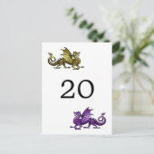 Gold Lila Dragon Tischnummer Postcard (Stehend Vorderseite)