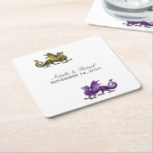 Gold Lila Dragon Wedding Paper Untersetzer (angewinkelt)