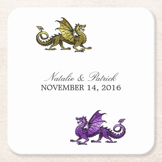 Gold Lila Dragon Wedding Paper Untersetzer (Vorderseite)