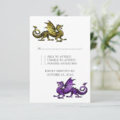 Gold Lila Dragon Wedding Response Card RSVP Karte (Stehend Vorderseite)