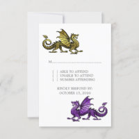 Gold Lila Dragon Wedding Response Card