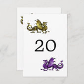 Gold Lila Dragon Wedding Table Card Einladung (Vorne/Hinten)