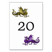 Gold Lila Dragon Wedding Table Card Tischnummer (Rückseite)